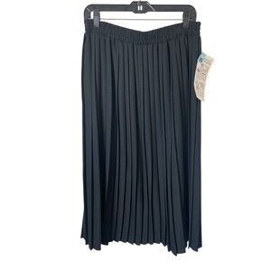 VTG 80'S 90'S WORTHINGTON Black Midi Pleated Skirt Women's 16 Whimsigoth